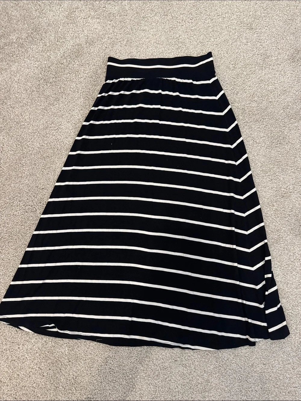Cherokee Black and White Striped A-Line Skirt